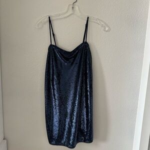 Free People Navy Sequin Slip Dress
